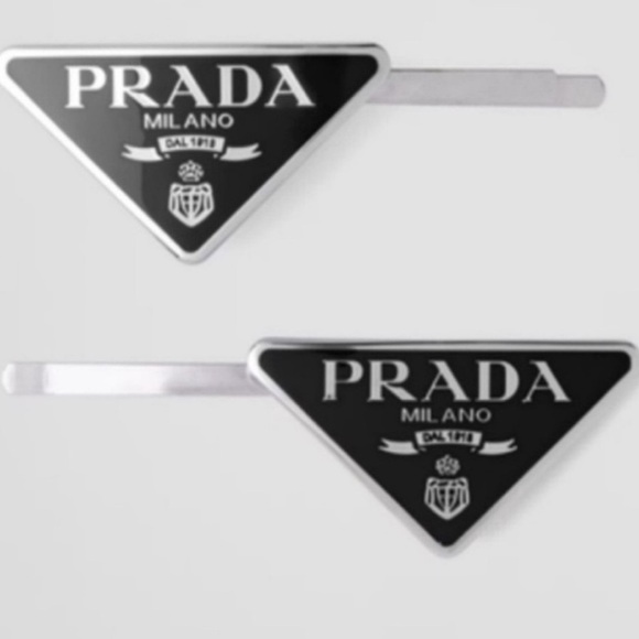 Prada Accessories - New never worn Prada Milano Black Triangle Logo Hair Pins - Set of 2